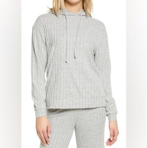 NEW Vero Moda Tilda Ribbed Hoodie In Light Grey Melange size Small